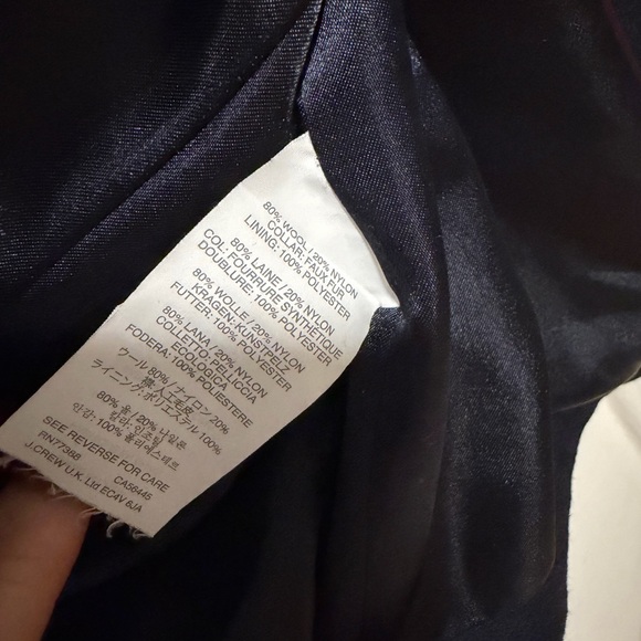 J. Crew Navy Wool Pea Coat with Black Faux Fur Collar Size 6 - Picture 9 of 10